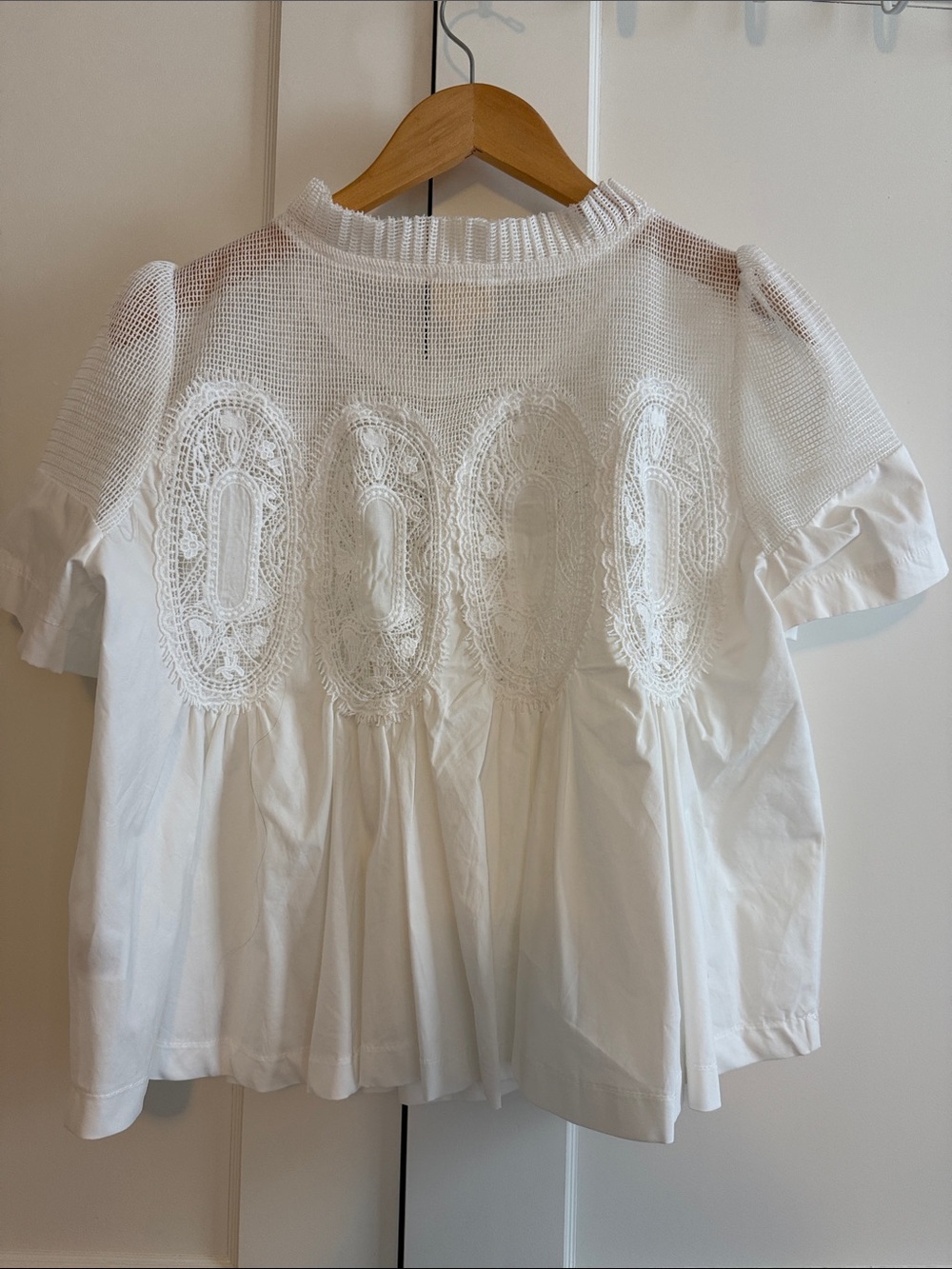 Anthropologie En Elly Lace Appliqué Cotton Blouse | White | S - Picture 4 of 4